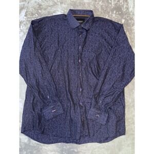 Maceoo Fibonacci Paisley Royal Navy Shirt Men's Sz 7/3XL Button Up Long Sleeve